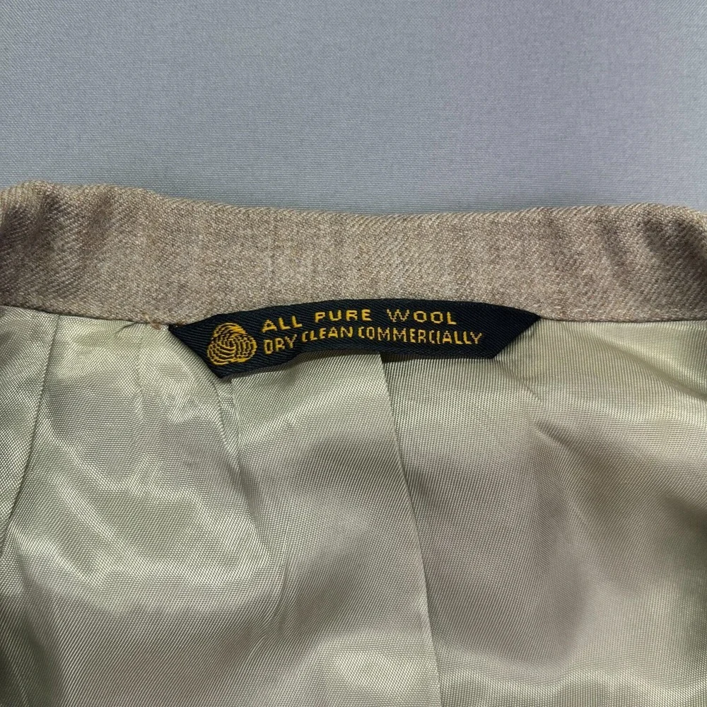 Vintage Bullock's Wool Blazer Union Made in the USA Men's Sz 42 Beige Brown Long